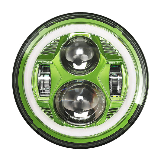 Hydrus 7" LED Headlight with Amber/White Halo - Green