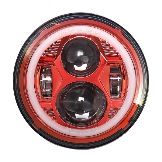 Hydrus 7" LED Headlight with Amber/White Halo - Red