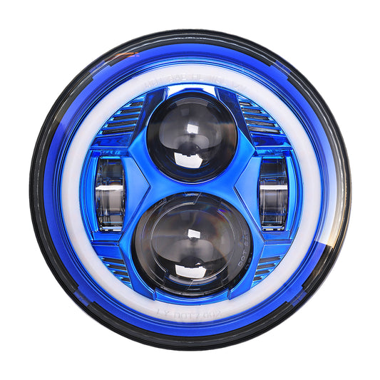 Hydrus 7" LED Headlight with Amber/White Halo - Blue