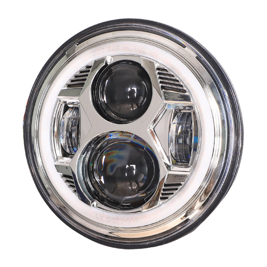 Hydrus 7" LED Headlight with Amber/White Halo - Chrome