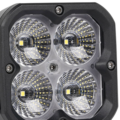 Orion 3" Square White Flood Light Pair with Amber Backlight