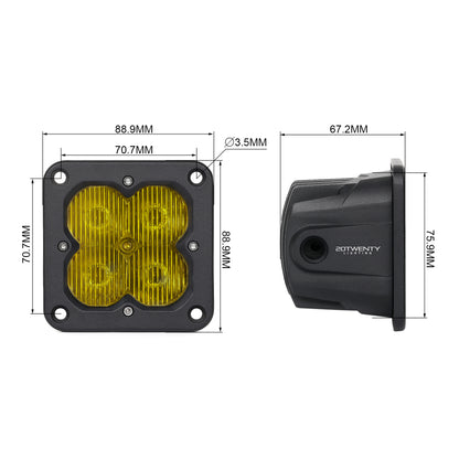 Orion 3" Flush Mount Yellow Driving Light Pair with Amber Backlight