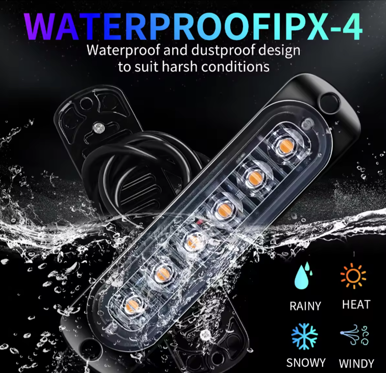 6 LED Waterproof White Strobe Light w/10 Flash Patterns